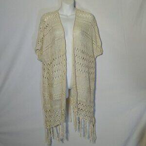 Artesia Womens XL XXL Cream Knitted Open  Cardigan Y2K
